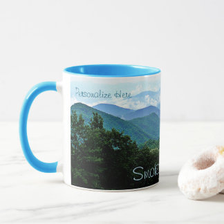 Pretty Personalized Smoky Mountains Blue Green Mug Tasse