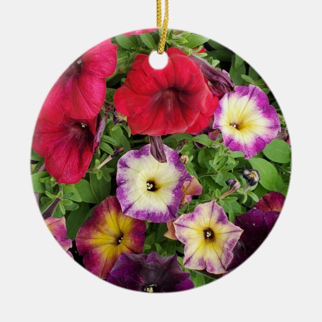 Pretty Petunias Purple and Pink Flowers Christmas Keramik Ornament (Vorne)