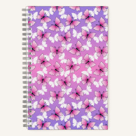 Pretty Pink and White Butterfly Spiral Notebook Notizbuch