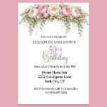 Pretty Pink and White Peony 50th Birthday Einladung<br><div class="desc">Celebrate a milestone birthday with timeless elegance using this beautiful 50th birthday invitation featuring soft pink and ivory peonies with delicate eucalyptus greenery. The graceful floral arrangement creates a sophisticated and feminine design that is perfect for honoring a special woman turning fifty. With its romantic botanical style and classic typography,...</div>