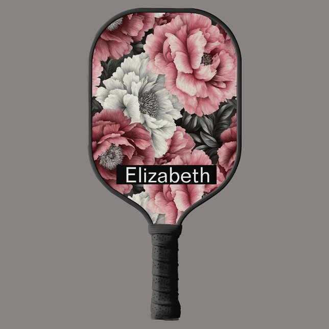 Pretty Pink and White Peony Personalized Pickleball Schläger (Von Creator hochgeladen)