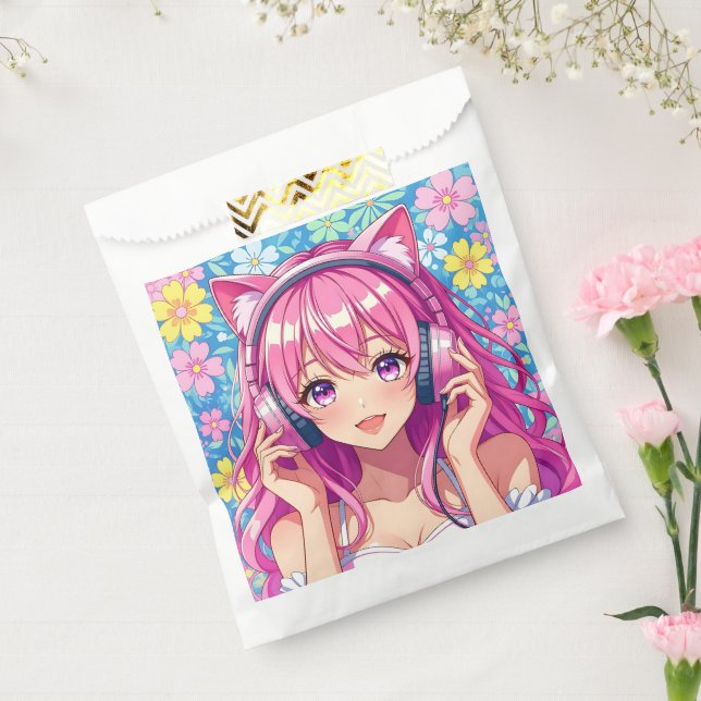 Pretty Pink Anime Girl's Birthday Party Geschenktütchen (Versiegelt)