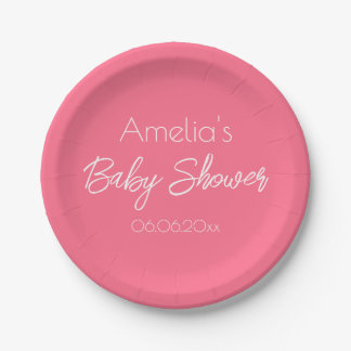 Pretty Pink Baby Shower Personalized Pappteller