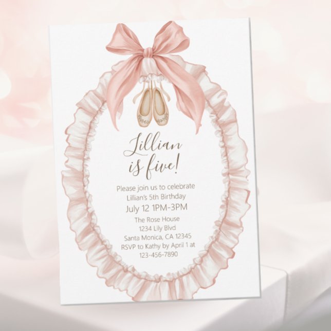 Pretty Pink Ballet Girls Fifth Birthday  Einladung (Von Creator hochgeladen)