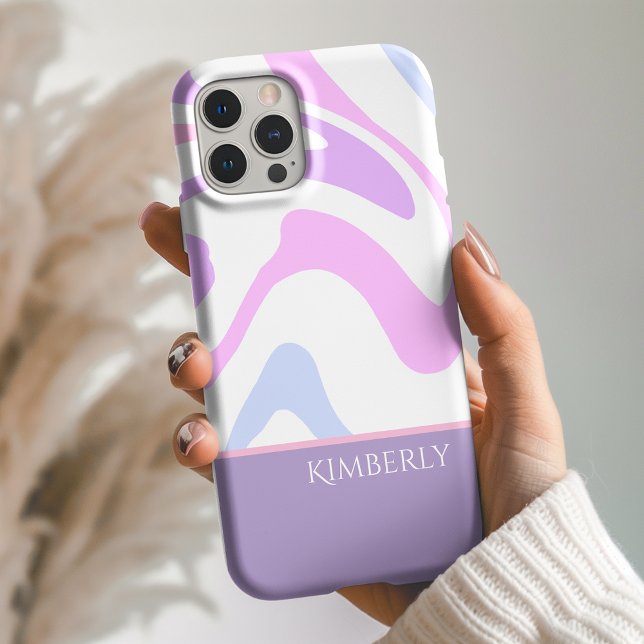 Pretty Pink Blue Purple Abstract Personalized Case-Mate iPhone Hülle (Von Creator hochgeladen)