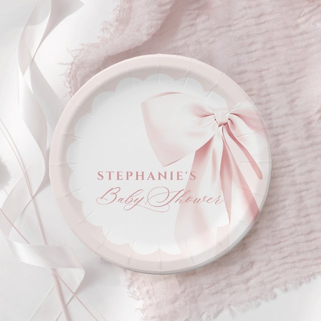 Pretty Pink Bow Baby Shower Paper Plates Pappteller (Von Creator hochgeladen)