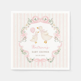 Pretty Pink Bow Silly Goose Girl Baby Shower Serviette
