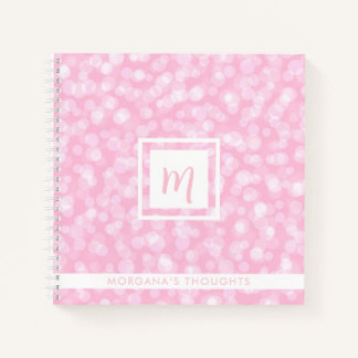 Pretty Pink Bubbles Monogram Square Notizbuch