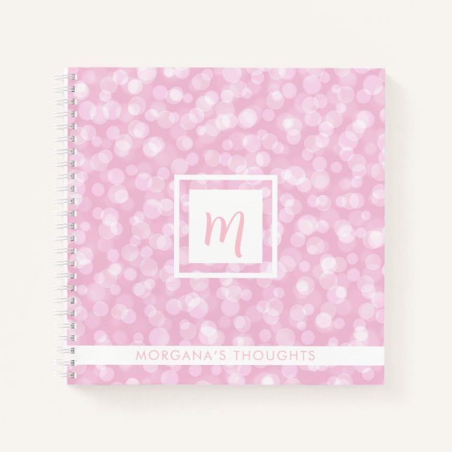 Pretty Pink Bubbles Monogram Square Notizbuch (Vorderseite)