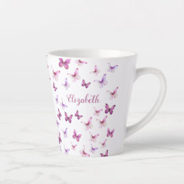 Pretty Pink Butterflies Custom Name Milchtasse