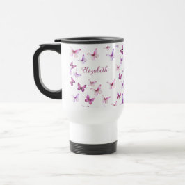 Pretty Pink Butterflies Custom Name Reisebecher