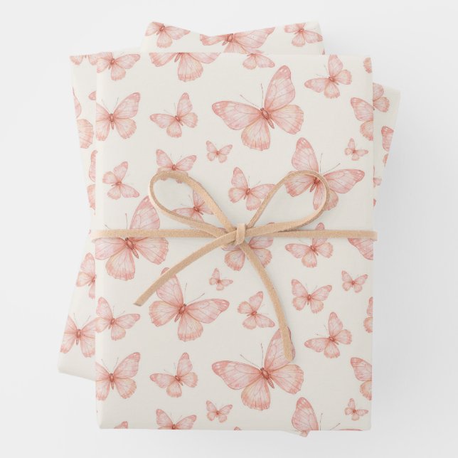 Pretty pink butterflies geschenkpapier set (Beispiel)