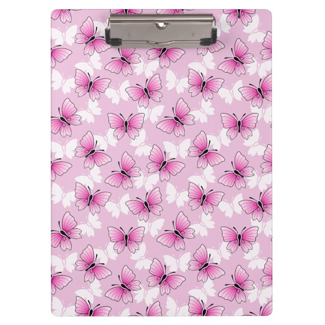 Pretty Pink Butterfly Clipboard Klemmbrett (Vorderseite)