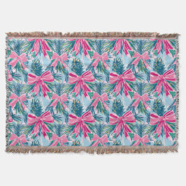 Pretty Pink Coquette Bow And Tree Sprig Pattern Decke