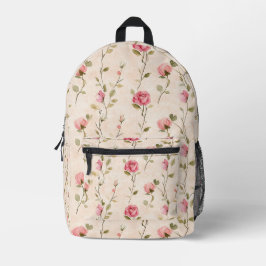 Pretty Pink Cream Roses Floral Bedruckter Rucksack