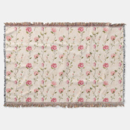 Pretty Pink Cream Roses Floral Decke