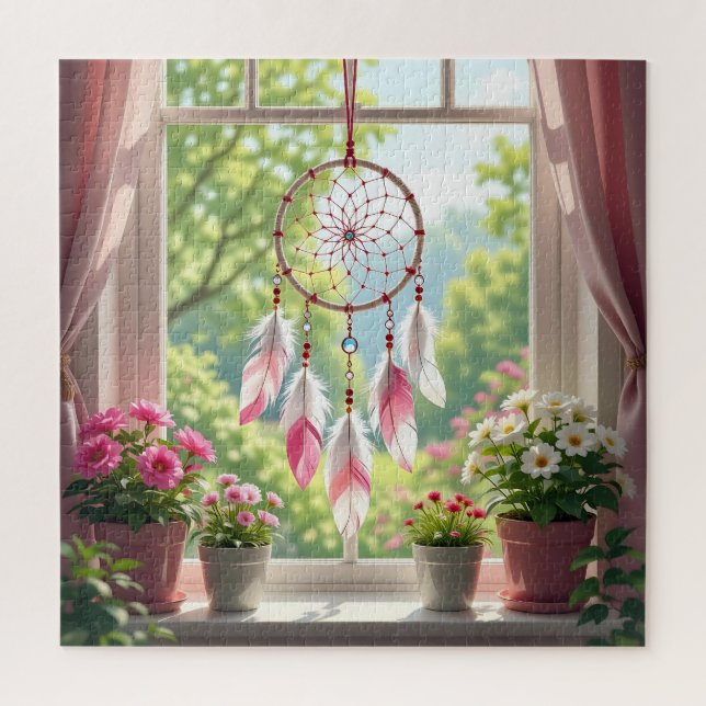 Pretty Pink Dreamcatcher and Plants Window Sill Puzzle (Vertikal)