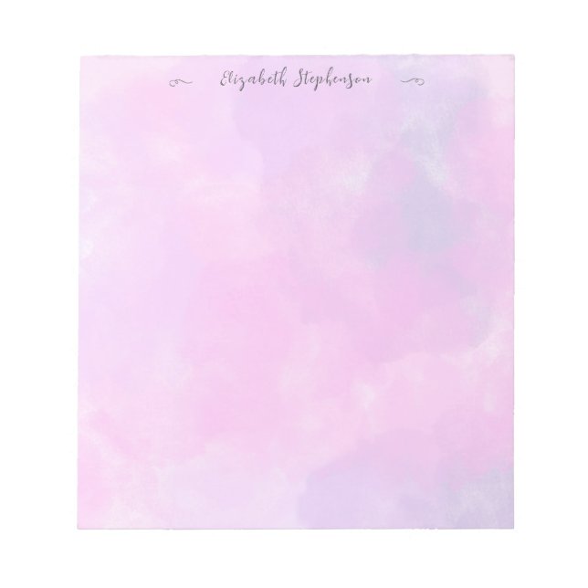 Pretty pink feminine watercolor custom name notizblock (Vorderseite)