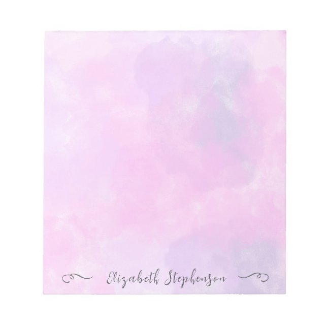 Pretty pink feminine watercolor custom name notizblock (Vorderseite)