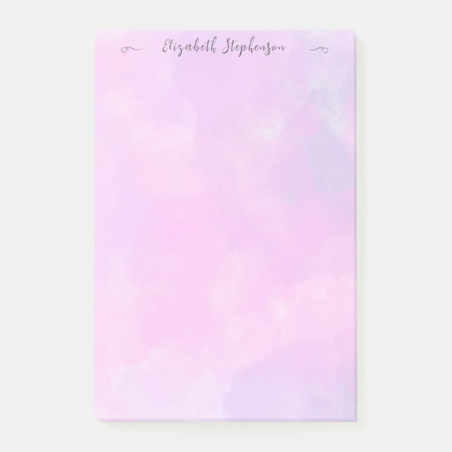 Pretty pink feminine watercolor custom name post-it klebezettel (Vorderseite)