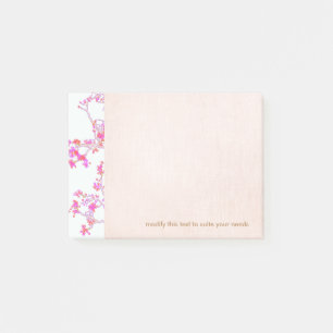Pretty Pink Floral Buds Branch Post-it Klebezettel