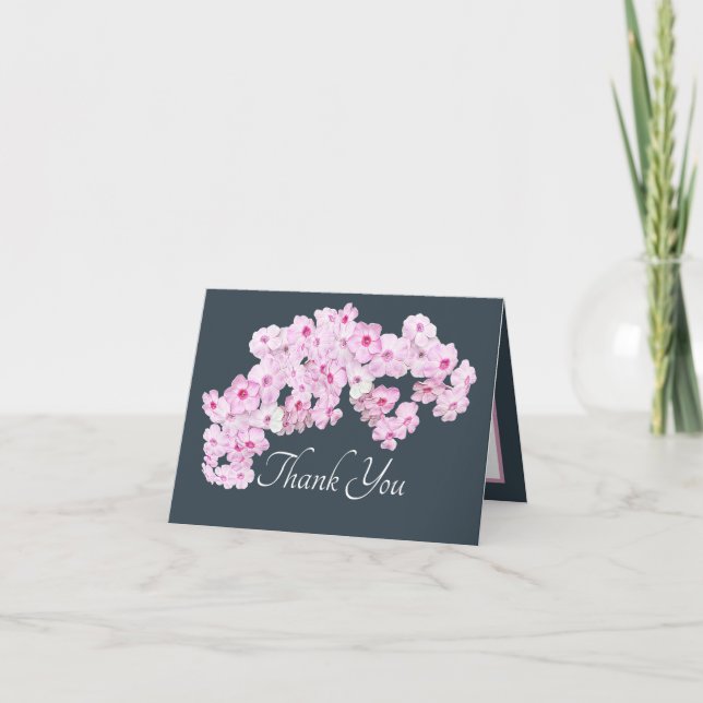 Pretty Pink Floral Thank You Botanical Flowers Karte (Vorderseite)
