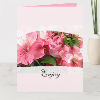 Pretty Pink Flower Folded Greeting Card Karte