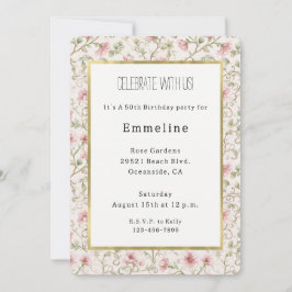 Pretty Pink Flowers Birthday Einladung