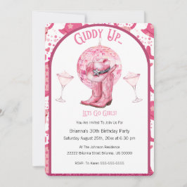 Pretty Pink & Glitter Cowgirl Birthday Invitation Einladung