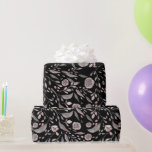 Pretty Pink Gray Black Watercolor Abstract Floral Geschenkpapier<br><div class="desc">This pretty watercolor feys an abstract feel with pink roses and botanical flourishes,  all against a black background. Special and unique,  it's perfect for a birthday party or baby shower.</div>