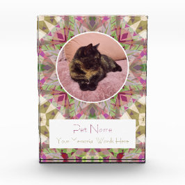 Pretty Pink Green Pet Cat Dog Memorial Keepsake Fotoblock