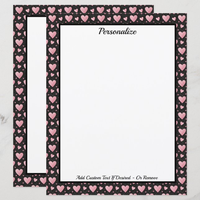 Pretty Pink Hearts on Black Personalized (Vorne/Hinten)