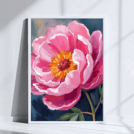 Pretty Pink Peony | Flower Painting Watercolor Poster