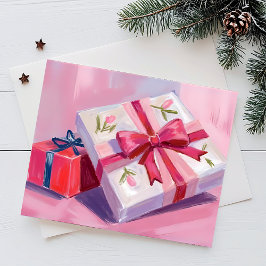 Pretty Pink Presents | Gift Celebration Painting Feiertagspostkarte