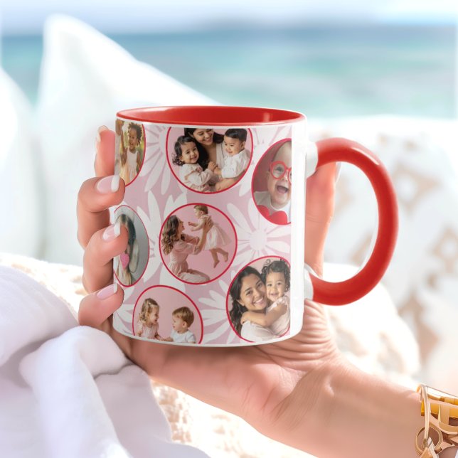 Pretty pink & Red Floral Photo Mug Tasse (Von Creator hochgeladen)