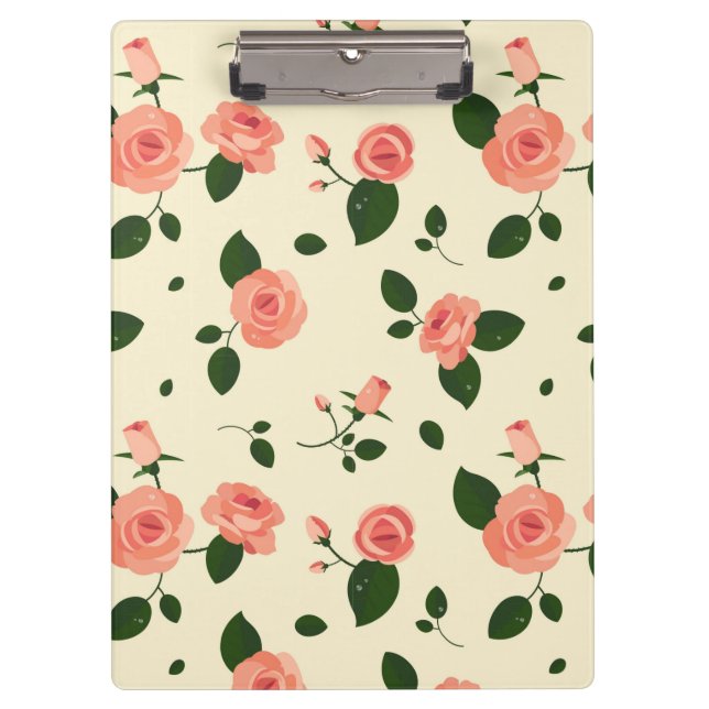 Pretty Pink Roses Pastel Pink Pattern Klemmbrett (Vorderseite)