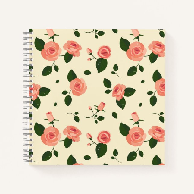 Pretty Pink Roses Pastel Pink Pattern Notizbuch (Vorderseite)
