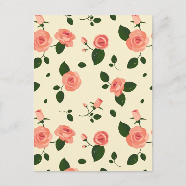 Pretty Pink Roses Pastel Pink Pattern Postkarte (Vorderseite)