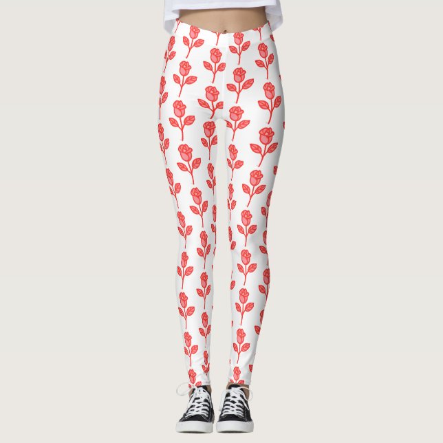 Pretty Pink Roses Trendy Leggings (Vorderseite)