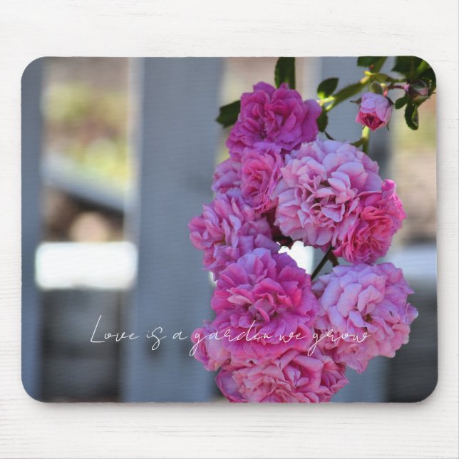 Pretty Pink Roses White Picket Fence Photography   Mousepad (Vorne)