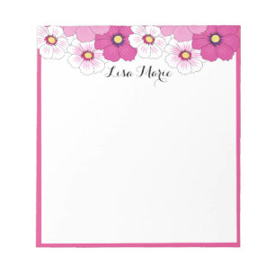 Pretty Pink White Yellow Flower Notizblock