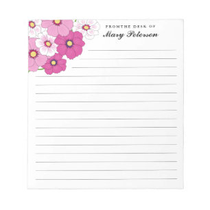 Pretty Pink White Yellow Flower Personalized Notizblock