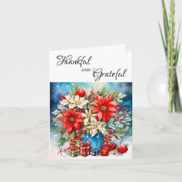 Pretty Poinsettia Plant and Gifts Greeting Card Karte