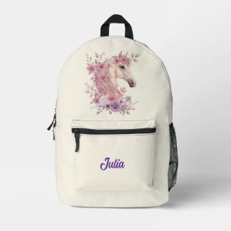 Pretty Ponies and Petals Horse Backpack for Girls Bedruckter Rucksack
