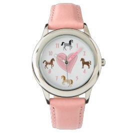 Pretty Ponies and Pink Heart Horse Armbanduhr