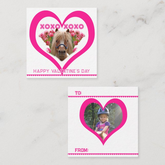 Pretty Pony in Pink Valentine's Day Cards for Kids Mitteilungskarte (Vorne/Hinten)