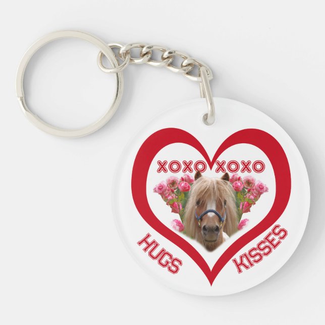 Pretty Pony in Red Valentine's Day Schlüsselanhänger (Vorderseite)