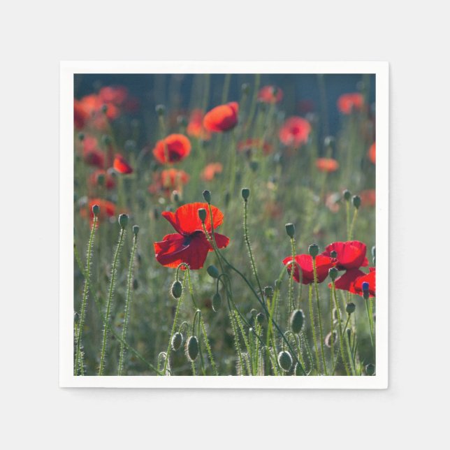 Pretty Poppies in Wild Meadow Photo Serviette (Vorderseite)