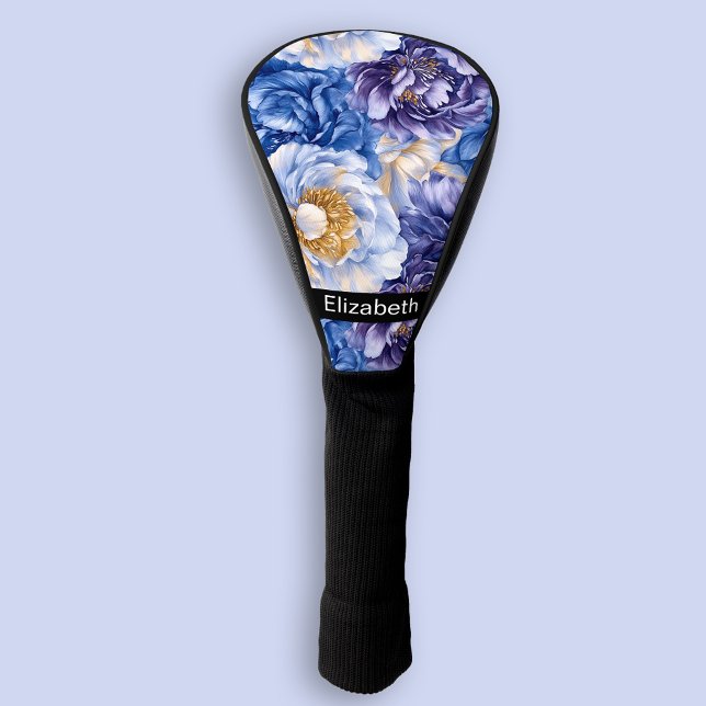 Pretty Pretty Blue Peony Personalized Golf Headcover (Von Creator hochgeladen)