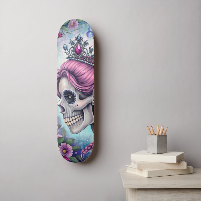 Pretty Princess Skull Skateboard (Wandkunst)